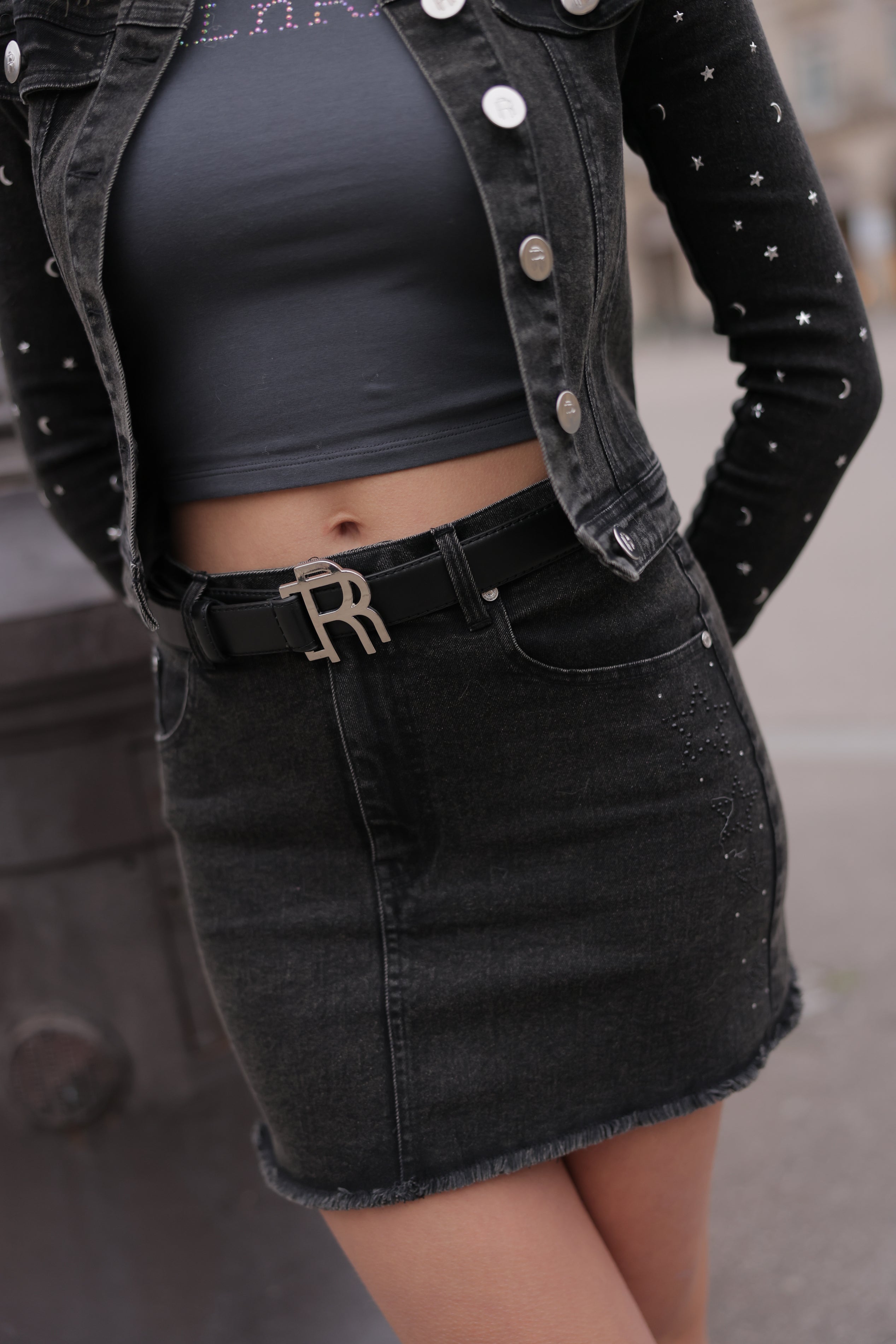 Real n Rare Denim Skirt Light Black