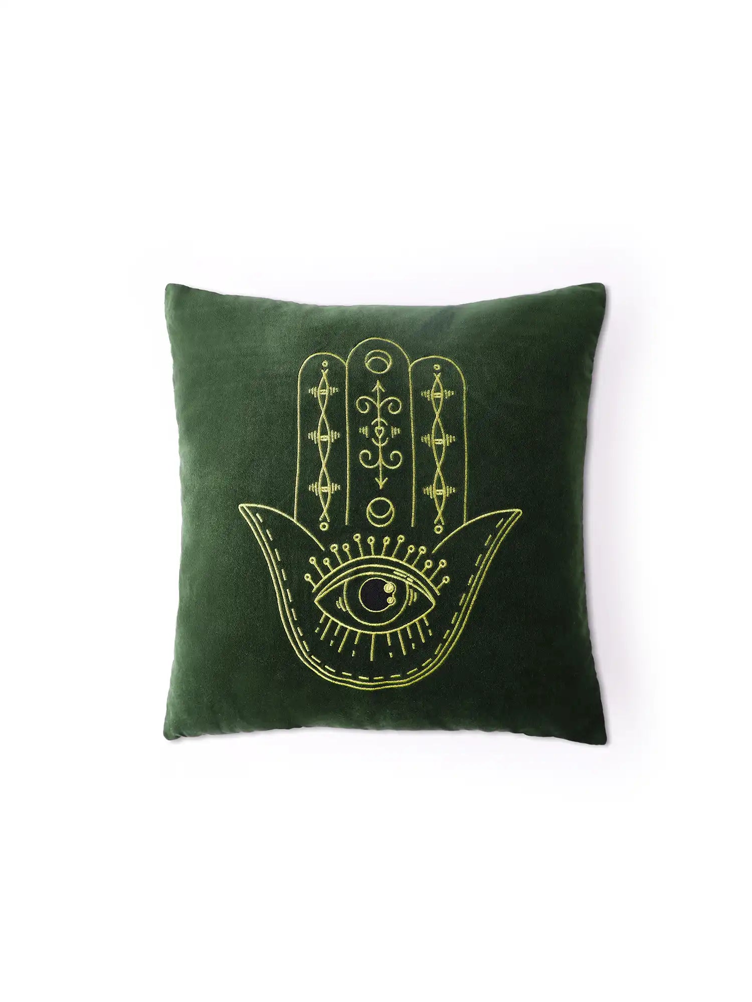 Hamsa Hand Cushion Cover - Green