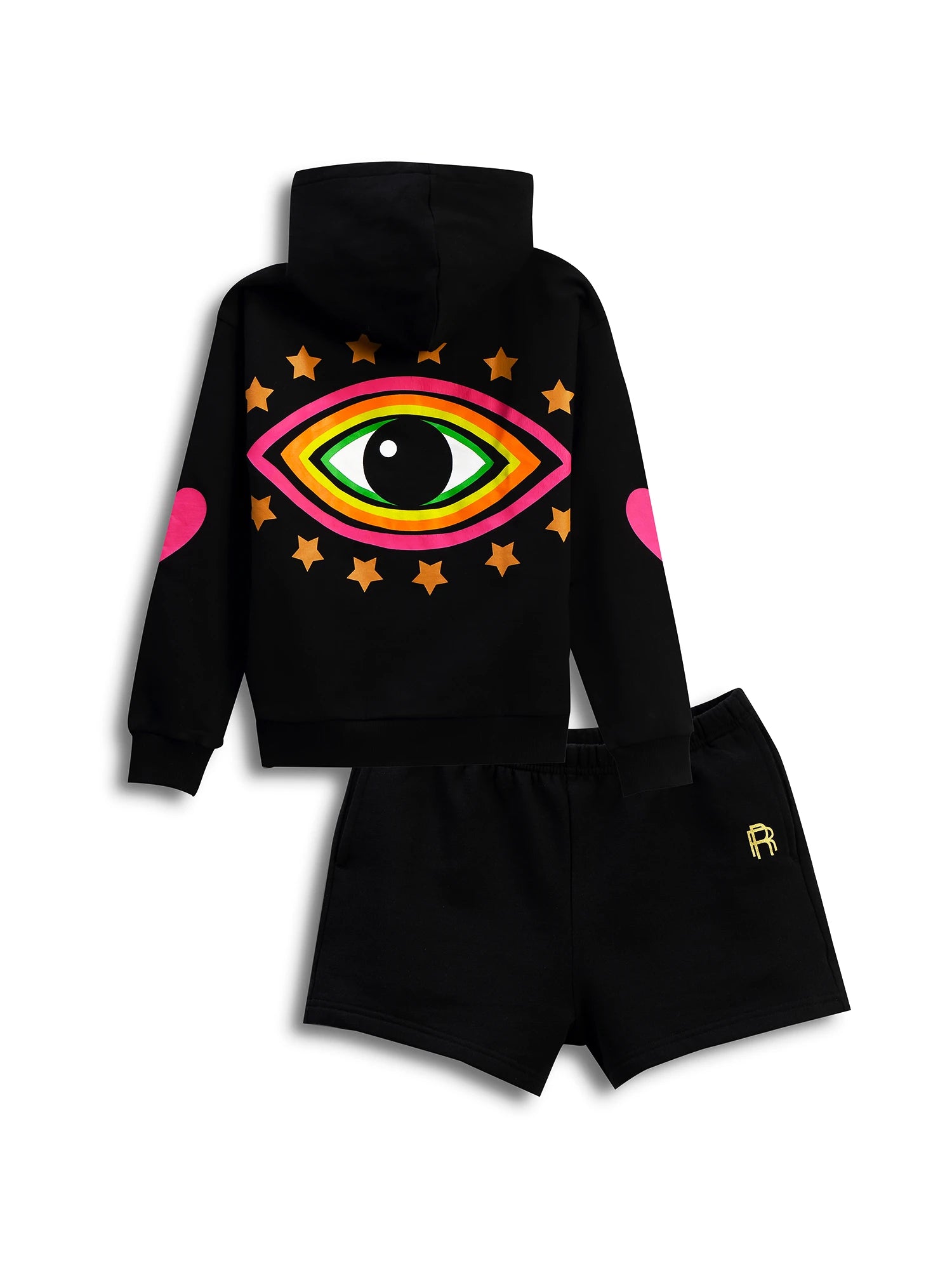 Heart Hoodie & Shorts - Black
