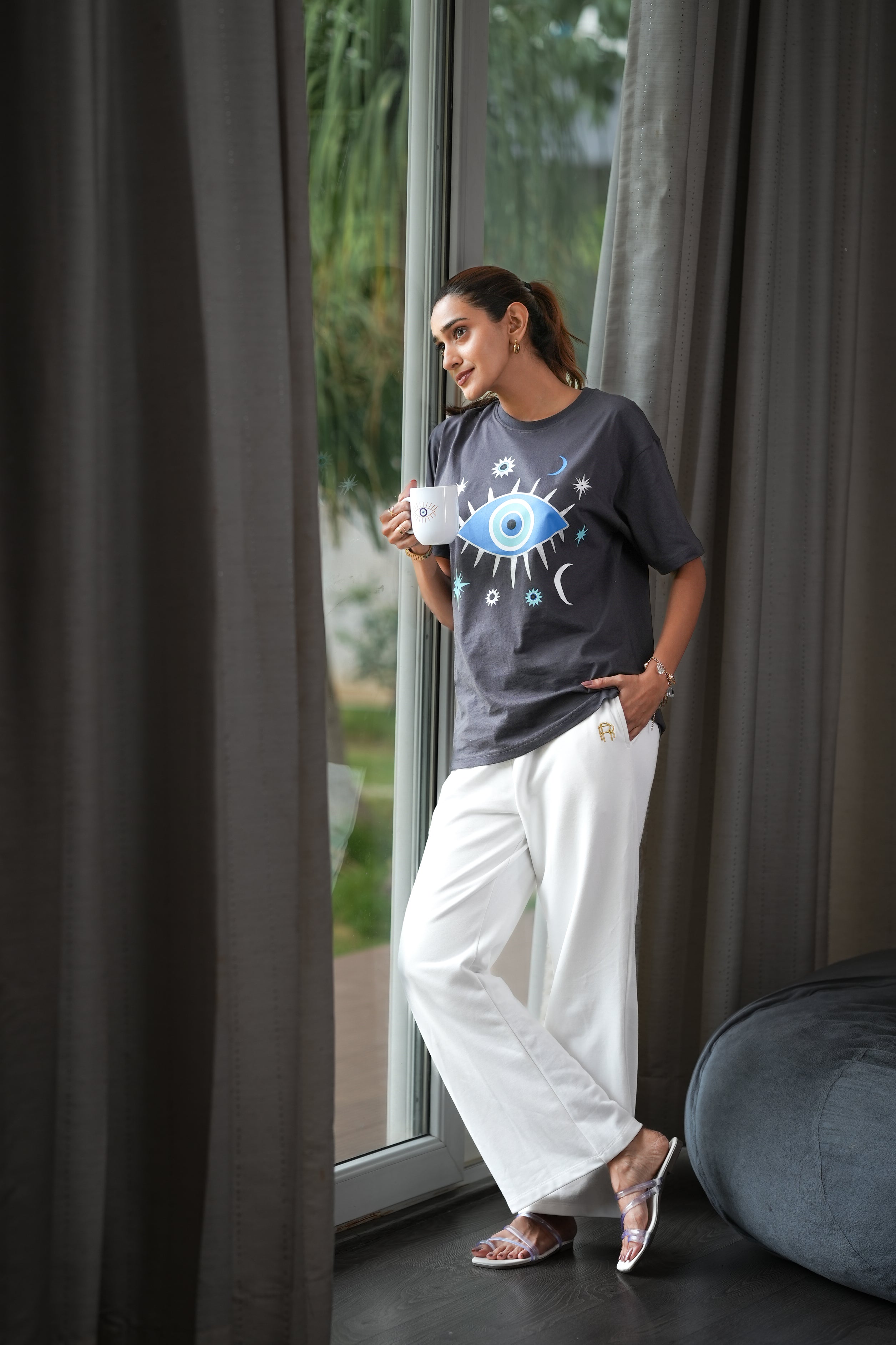 Shooting Stars Oversized Tee - Grey