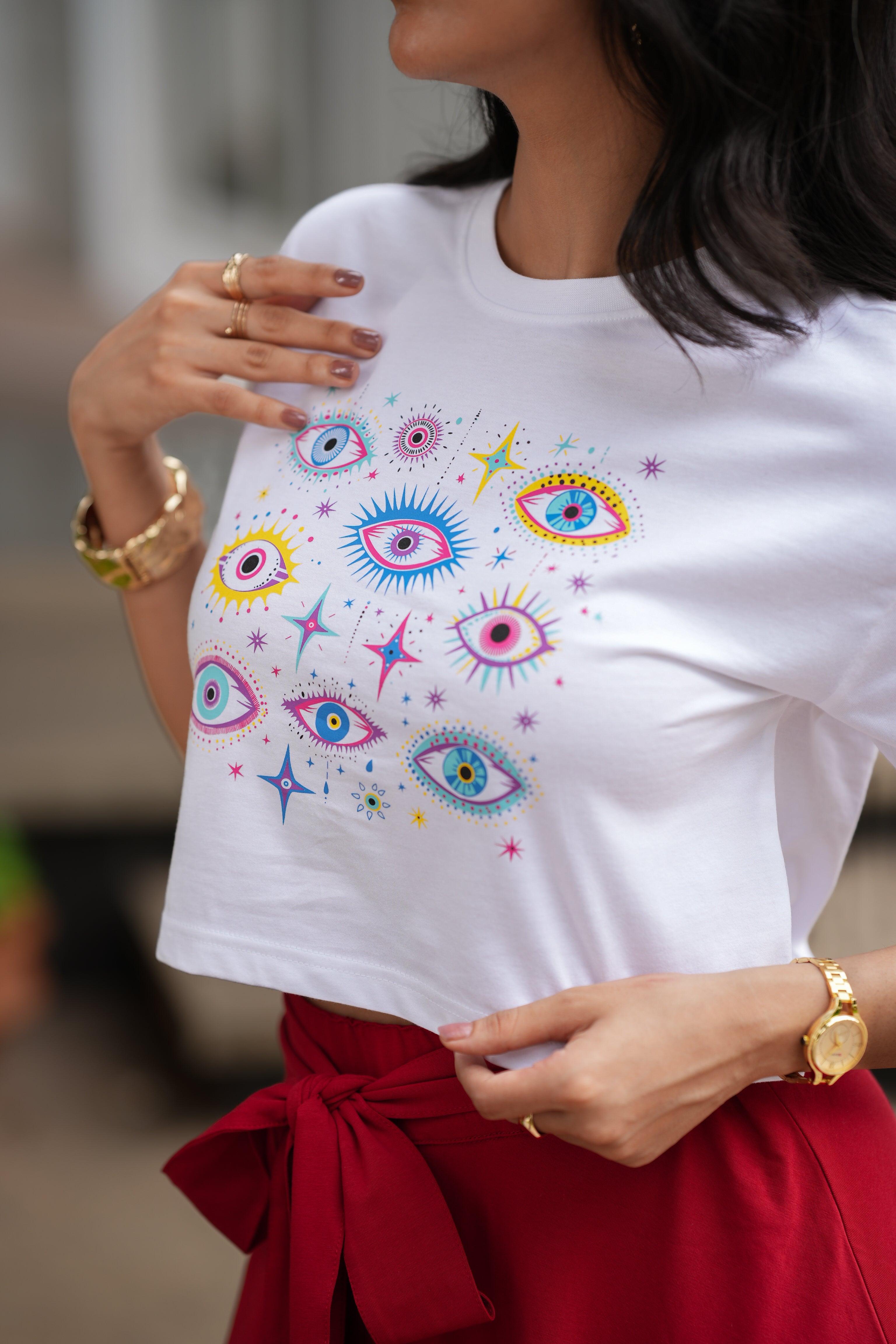 Eye Spy Crop Top - White