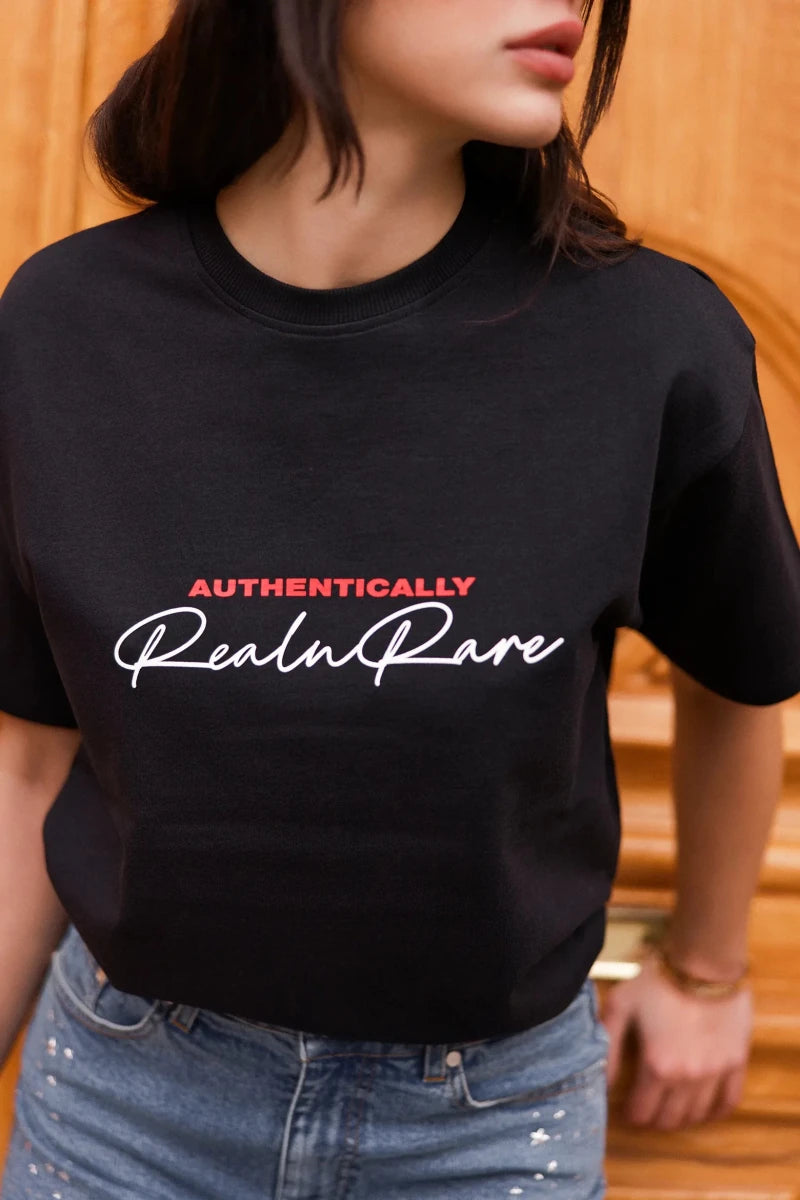 Authentically Oversized Tee - Black - REAL n RARE