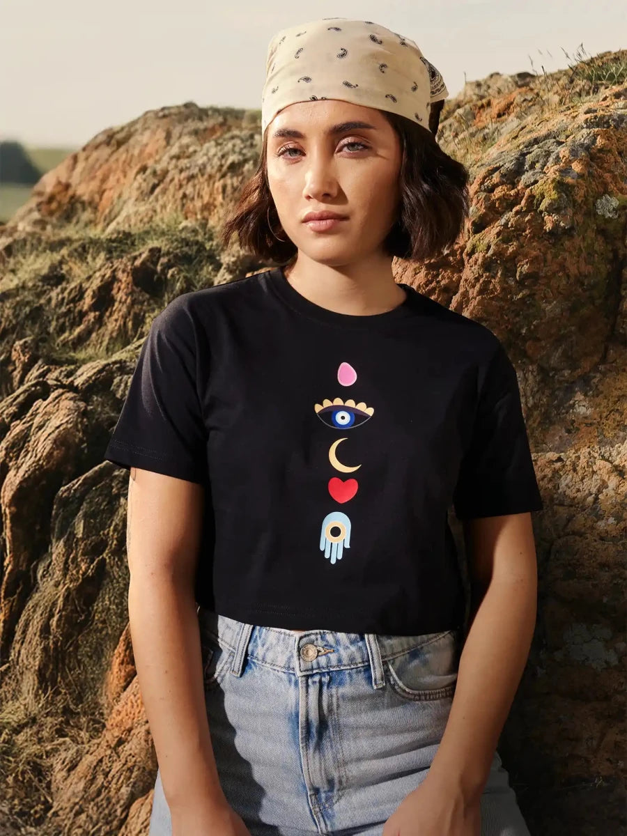 Believe Crop Top - Black - REAL n RARE