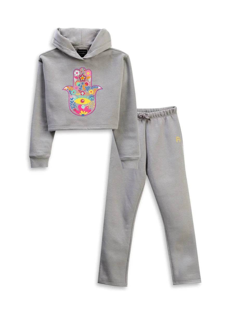 Bloom Crop Hoodie & PJ - Grey - REAL n RARE
