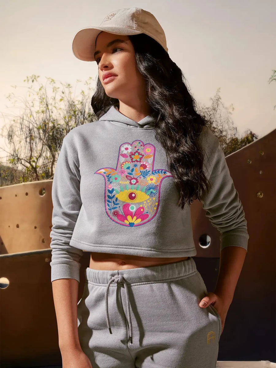 Bloom Crop Hoodie & PJ - Grey - REAL n RARE