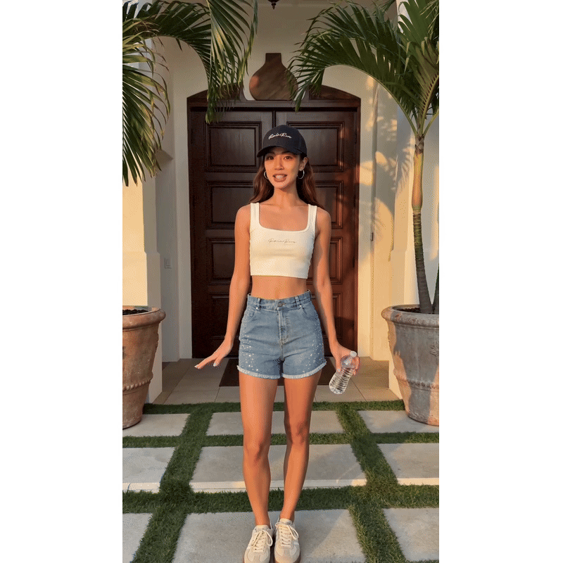 Cream White Breathe Crop Top - front