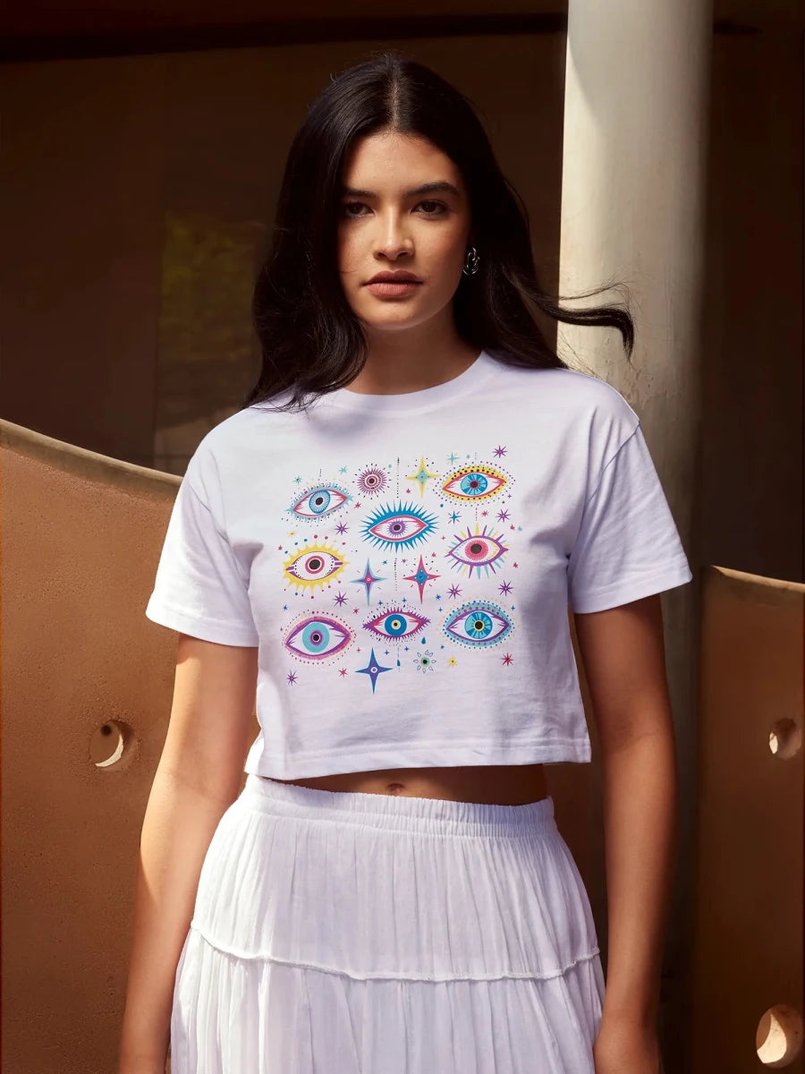 Eye Spy Crop Top - White - REAL n RARE