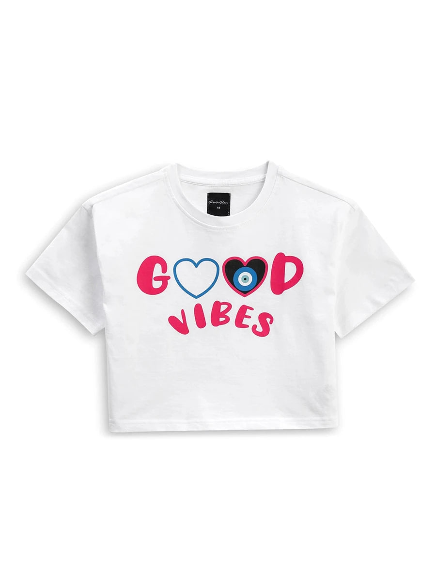 Good Vibes Crop Top - White - REAL n RARE