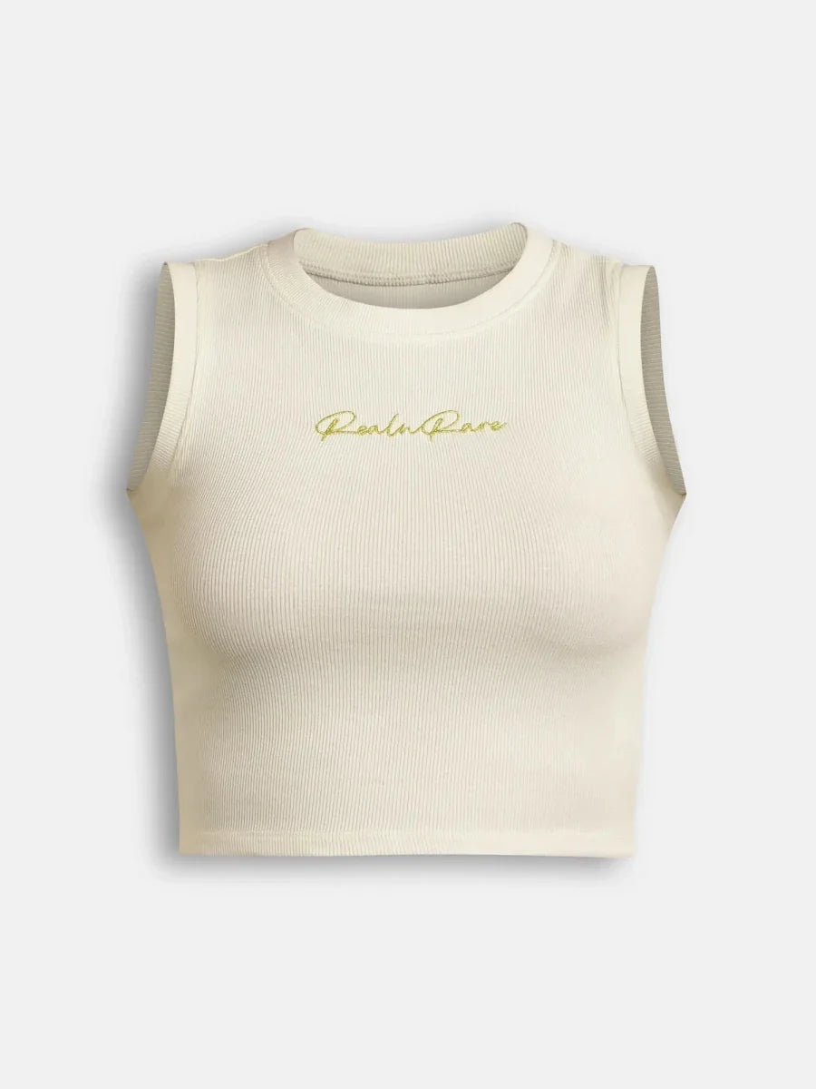 Cream White Peace Crop Top