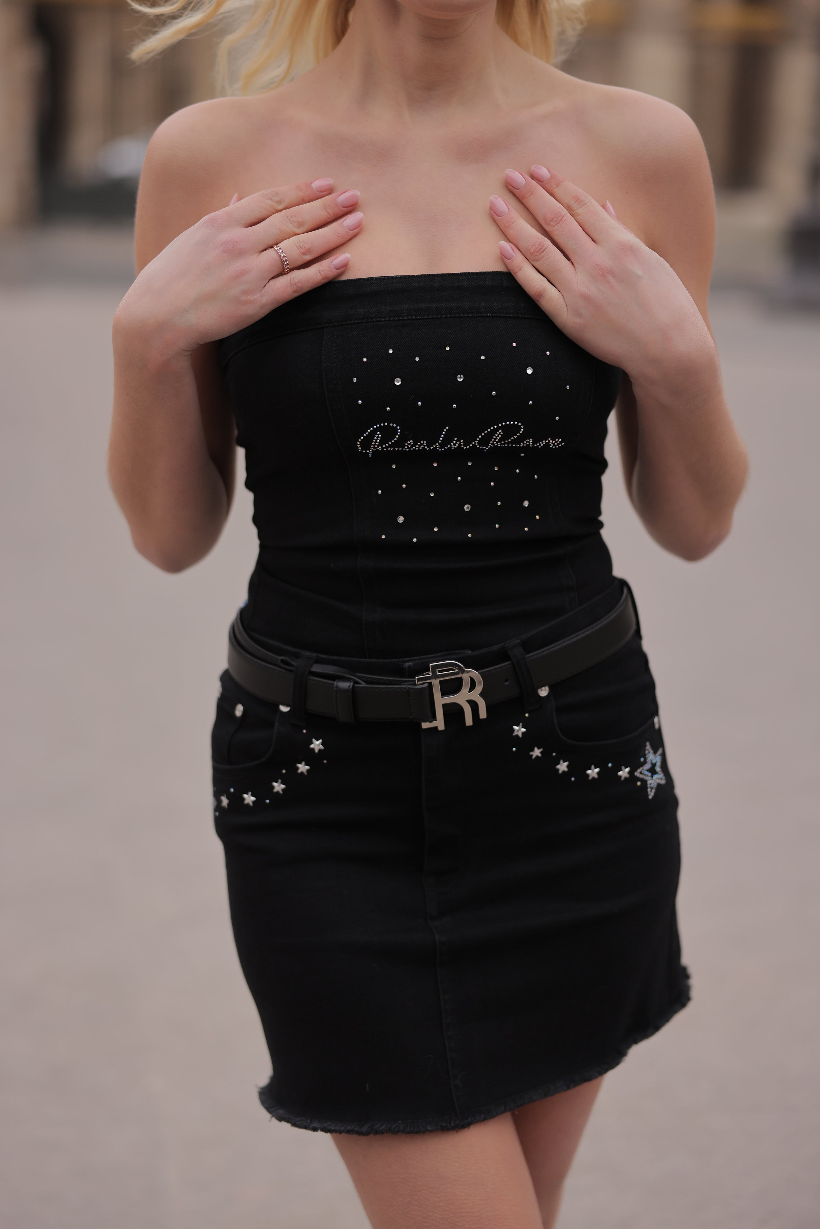 Real n Rare Denim Tube Top - Dark Black