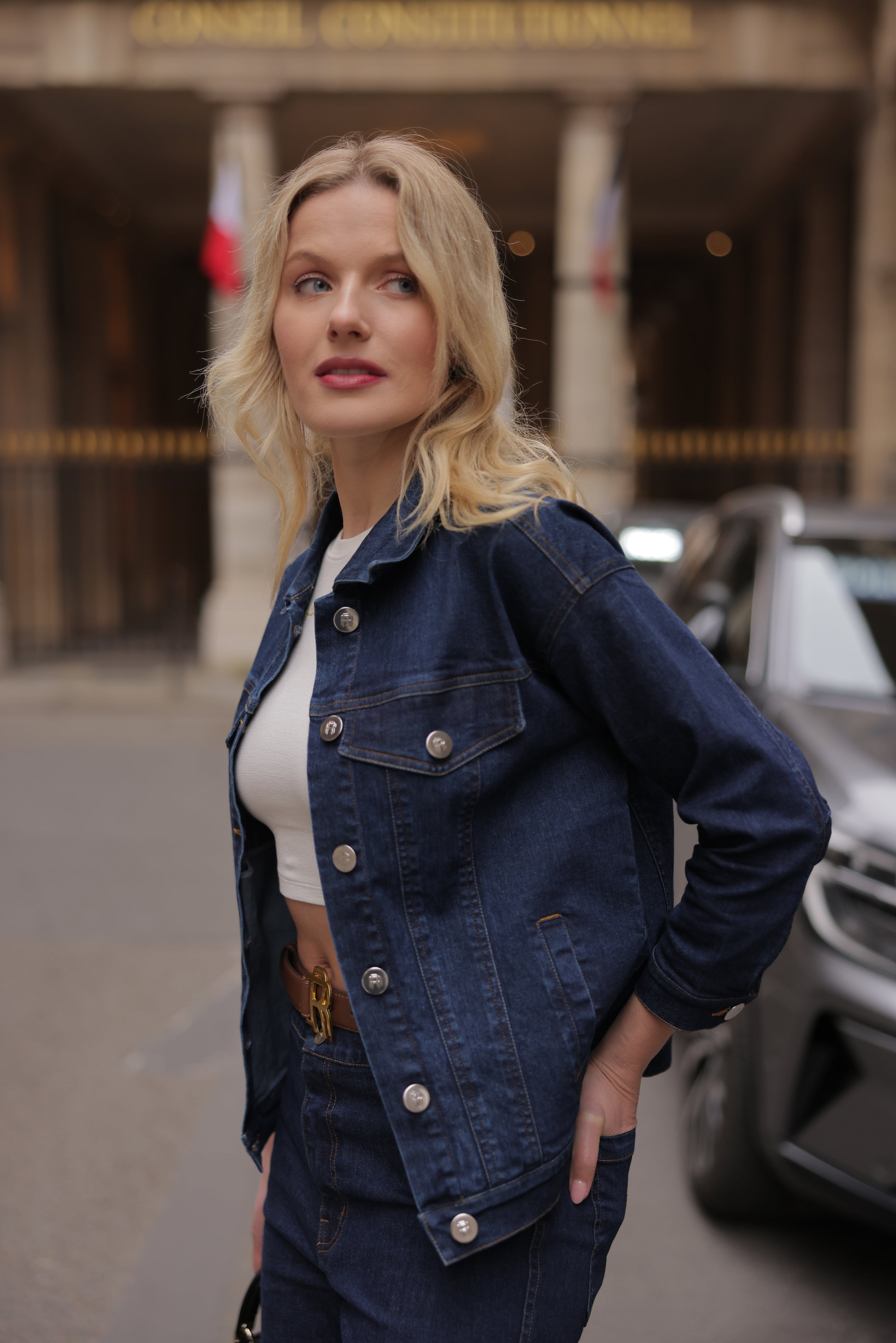 Real n Rare Denim Oversized Jacket - Dark Blue