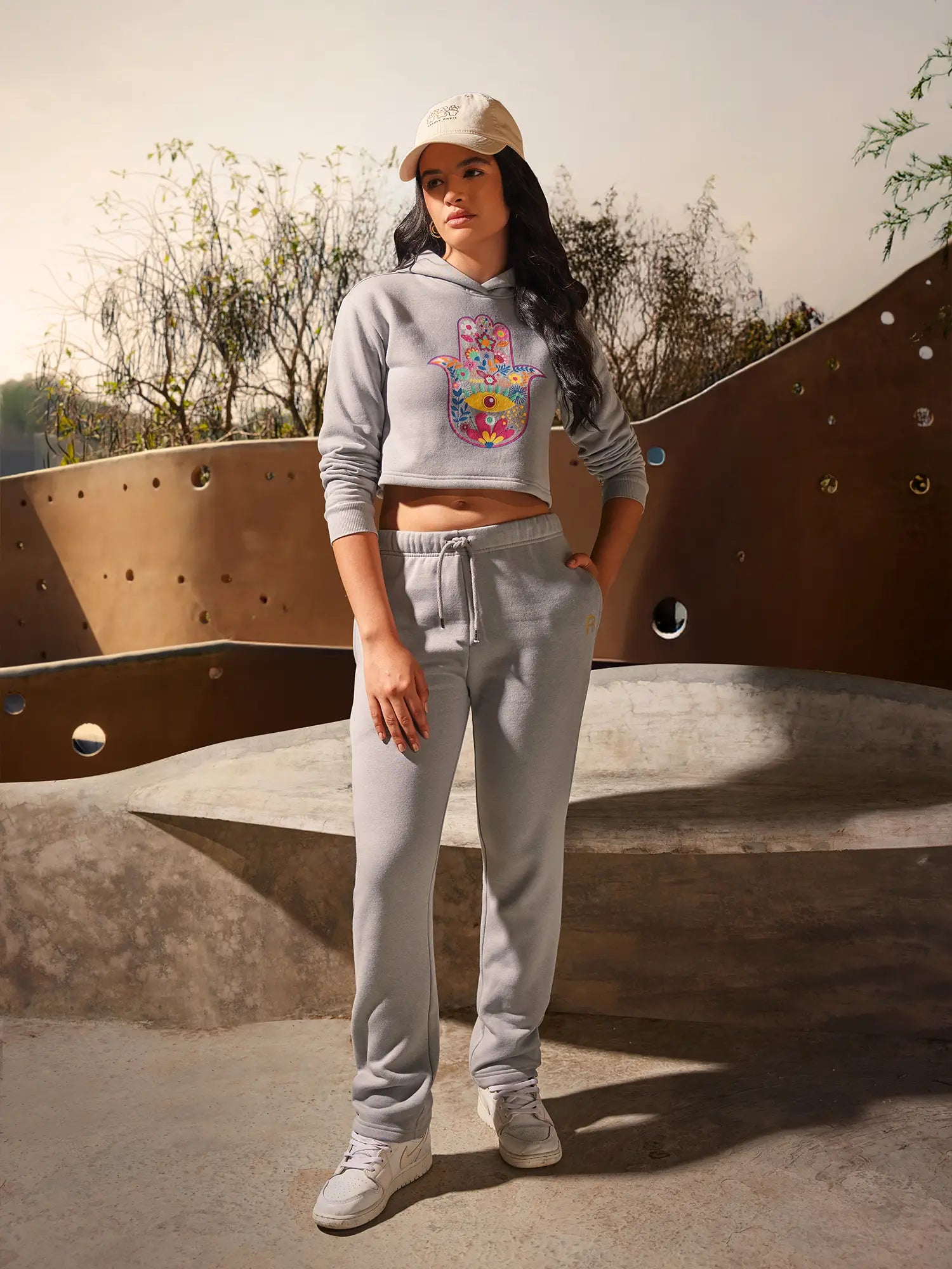 Bloom Crop Hoodie & PJ - Grey.
