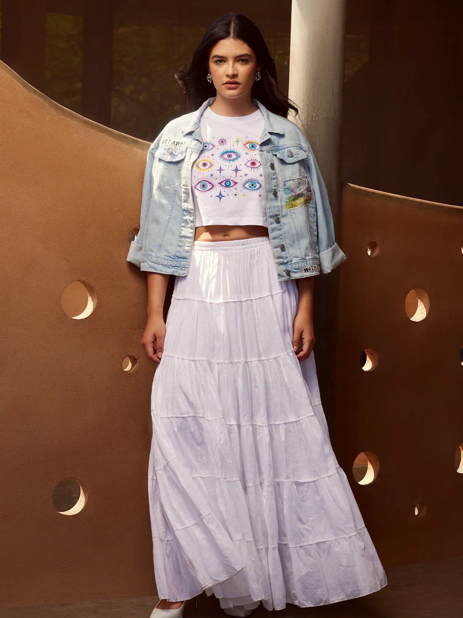 Eye Spy Crop Top - White.