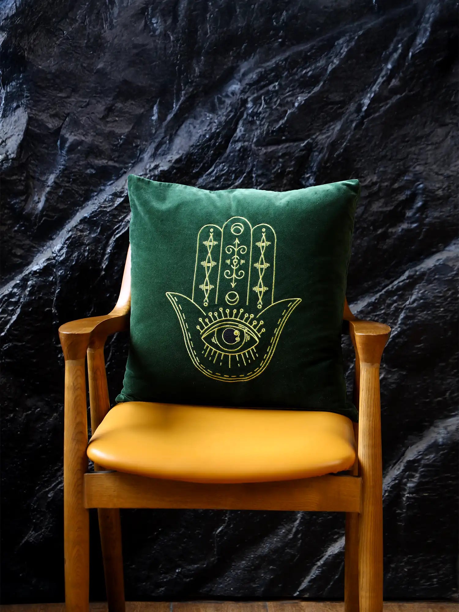 Hamsa Hand Cushion Cover - Green