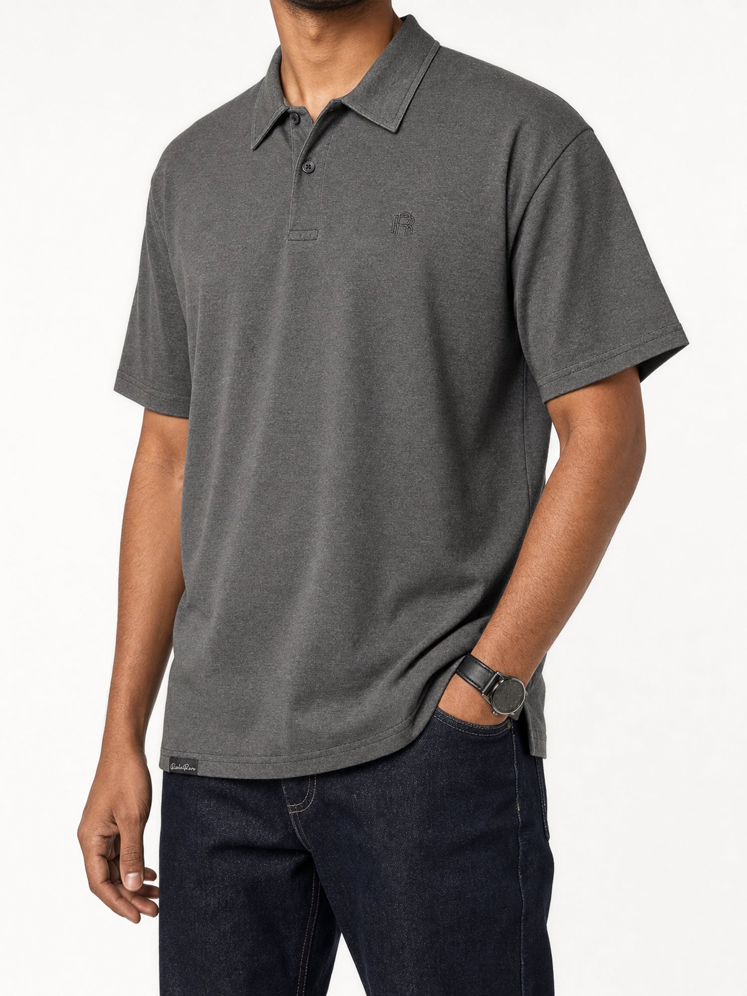 Men's Polo - Charcoal — 02 three quarter