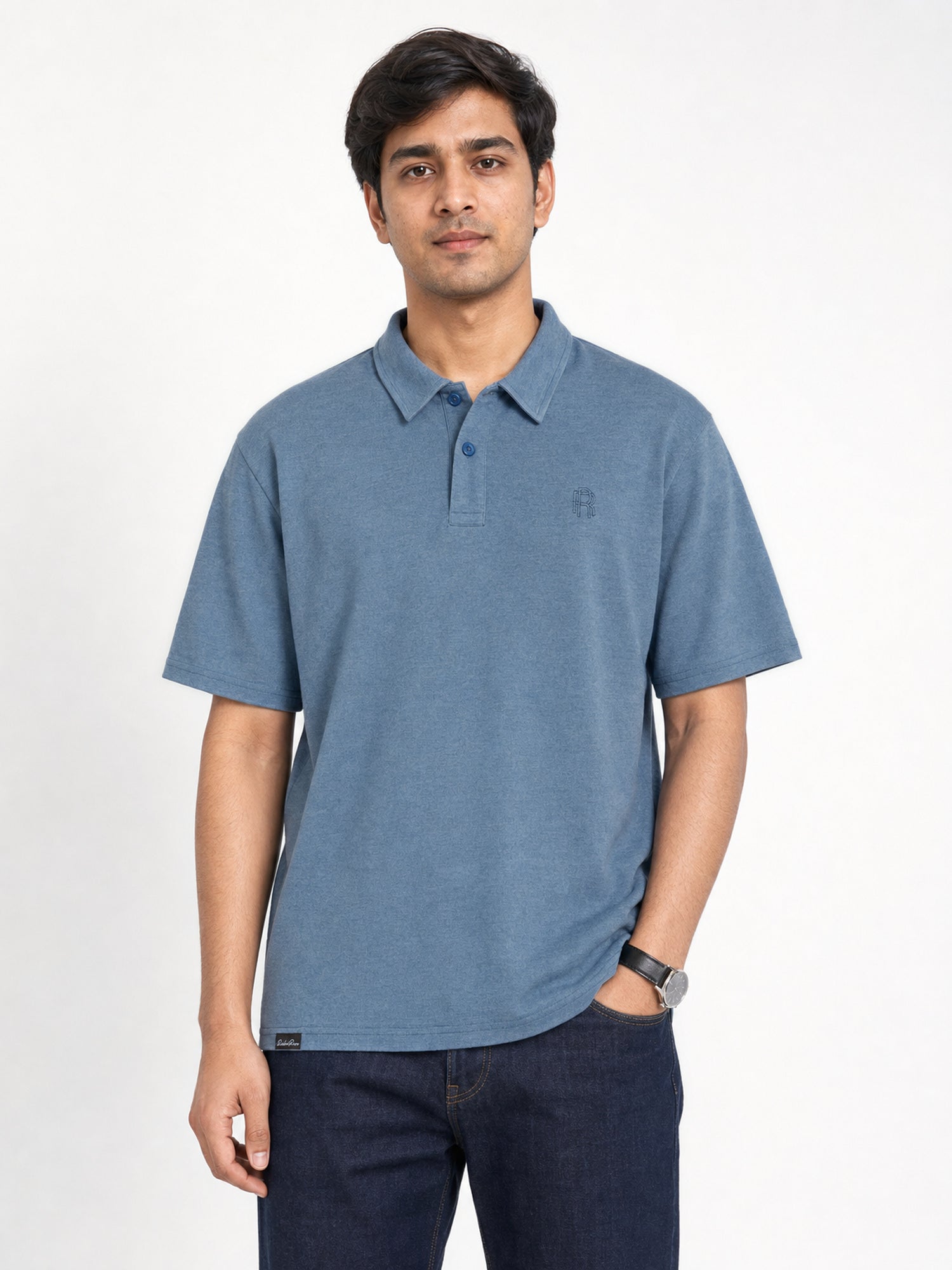 Men's Polo - Steel Blue — 01 front hero