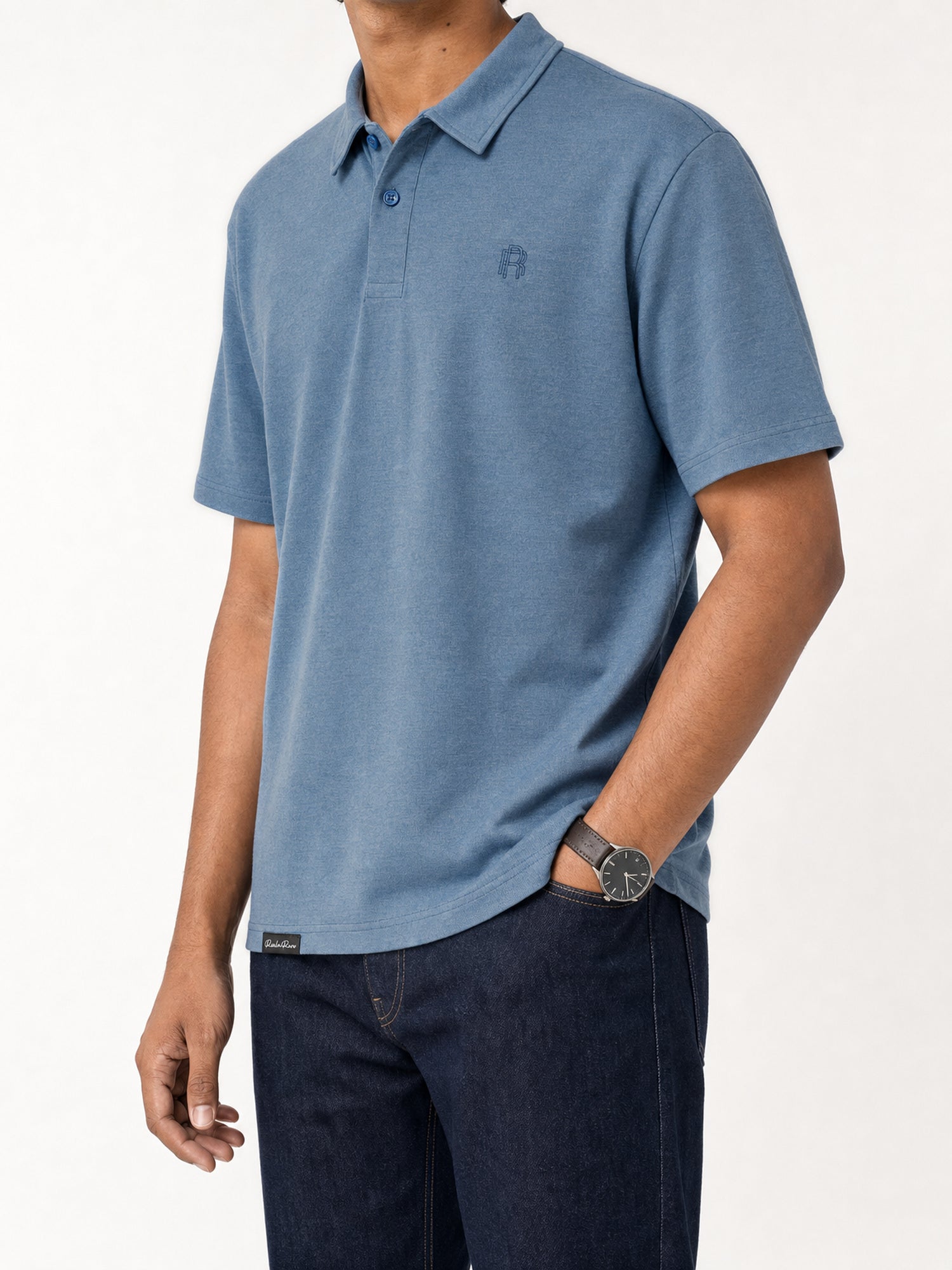 Men's Polo - Steel Blue — 02 three quarter