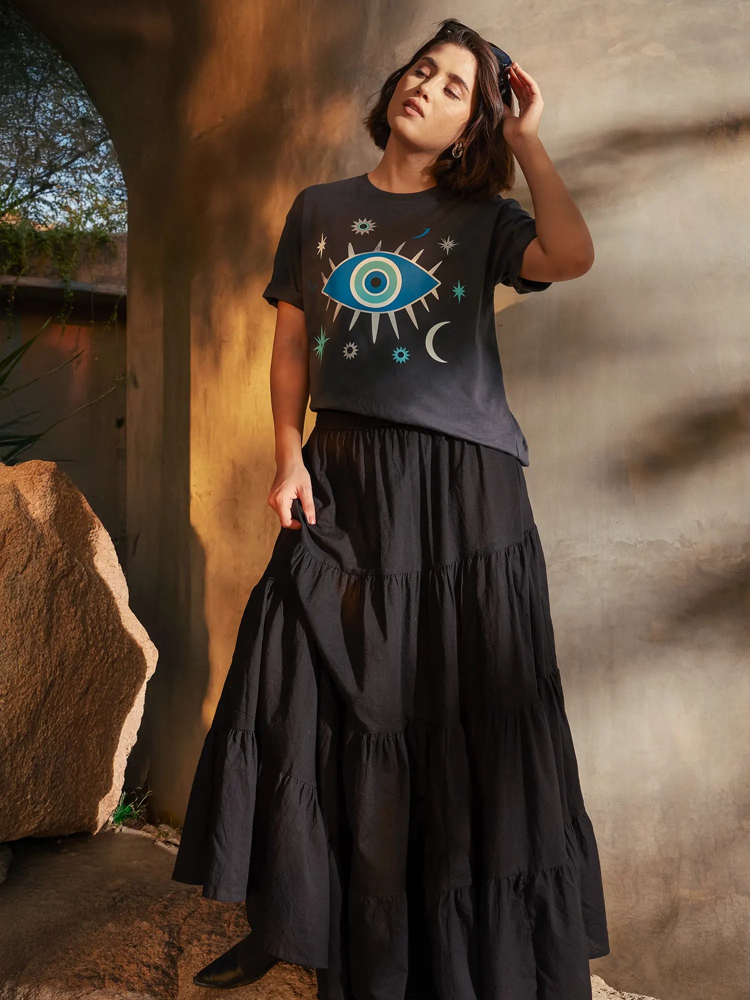 Shooting Stars Oversized Tee - Grey