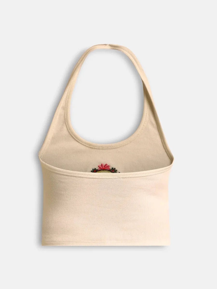 Beige Bloom Halter Top - REAL n RARE