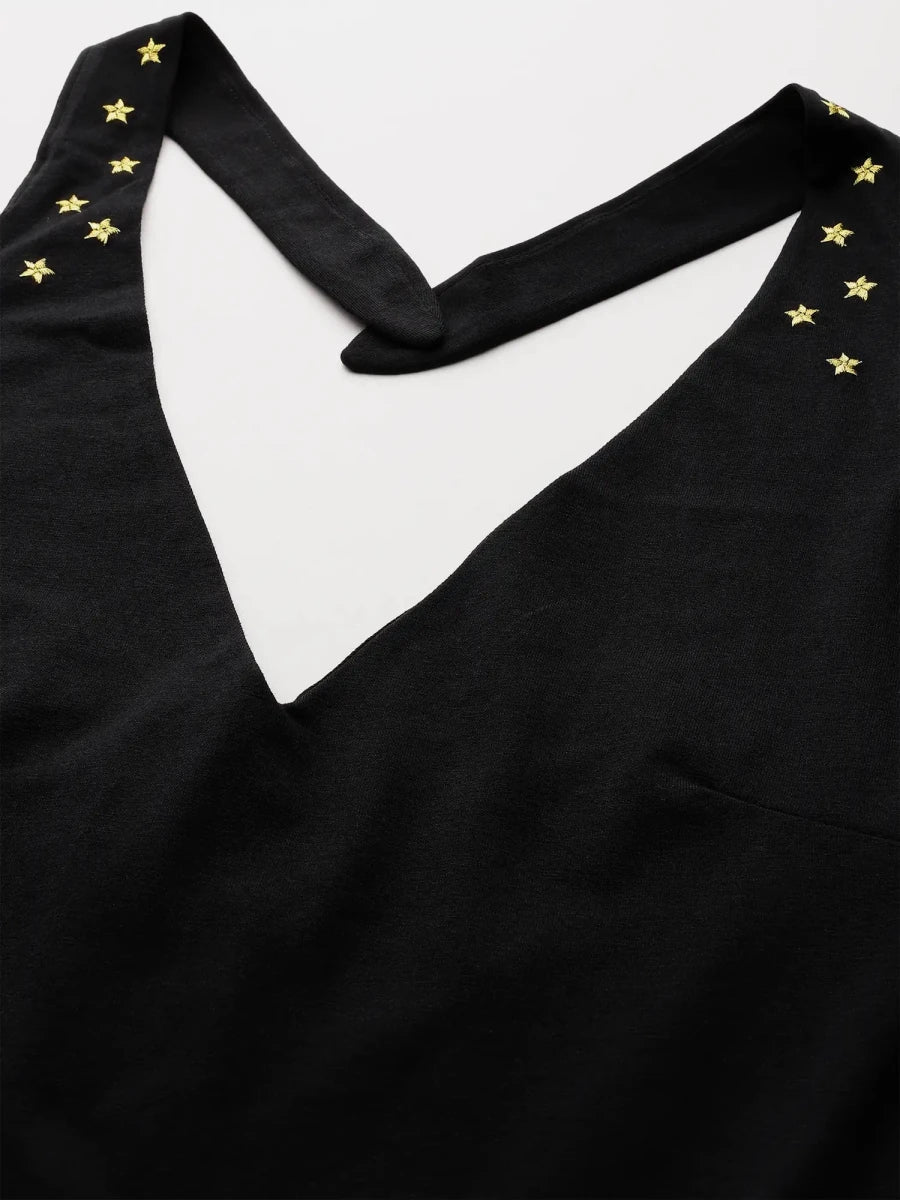 Black In the Stars Halter Dress - REAL n RARE
