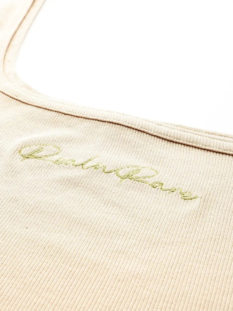 Beige Breathe Crop Top