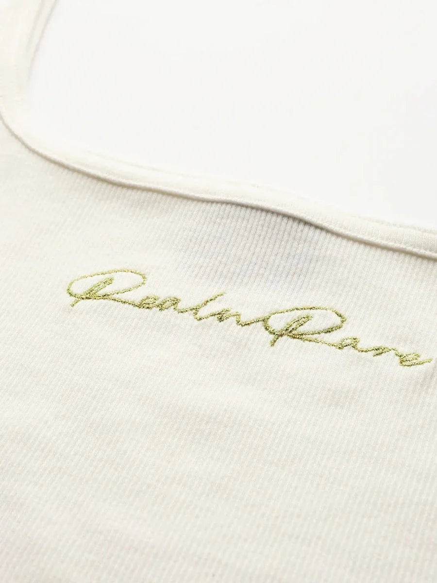 Cream White Breathe Crop Top