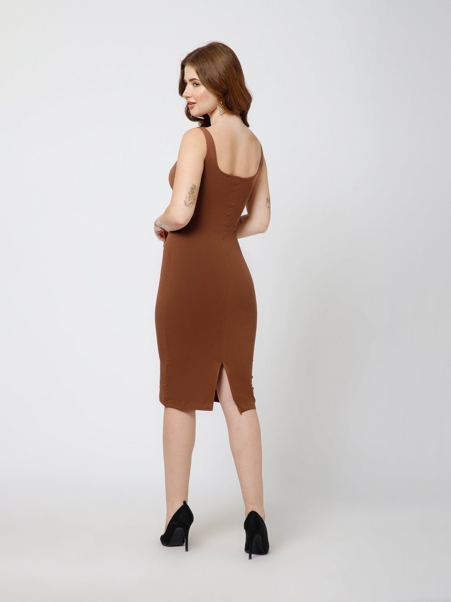 Brown Flow With Me Bodycon Dress - REAL n RARE