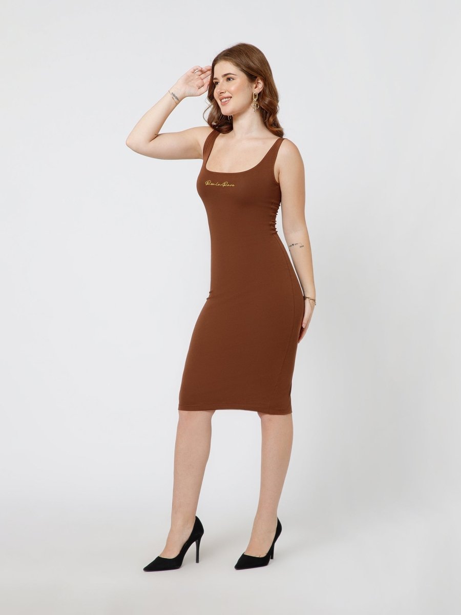 Brown Flow With Me Bodycon Dress - REAL n RARE