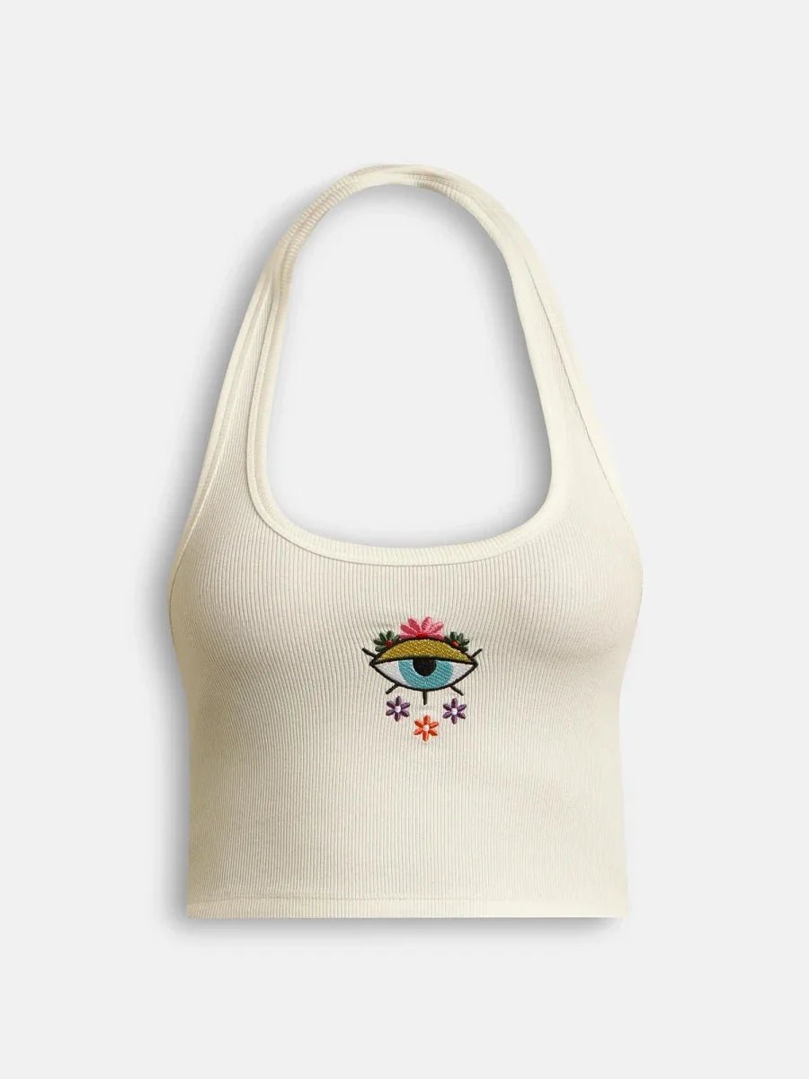 Cream White Bloom Halter Top