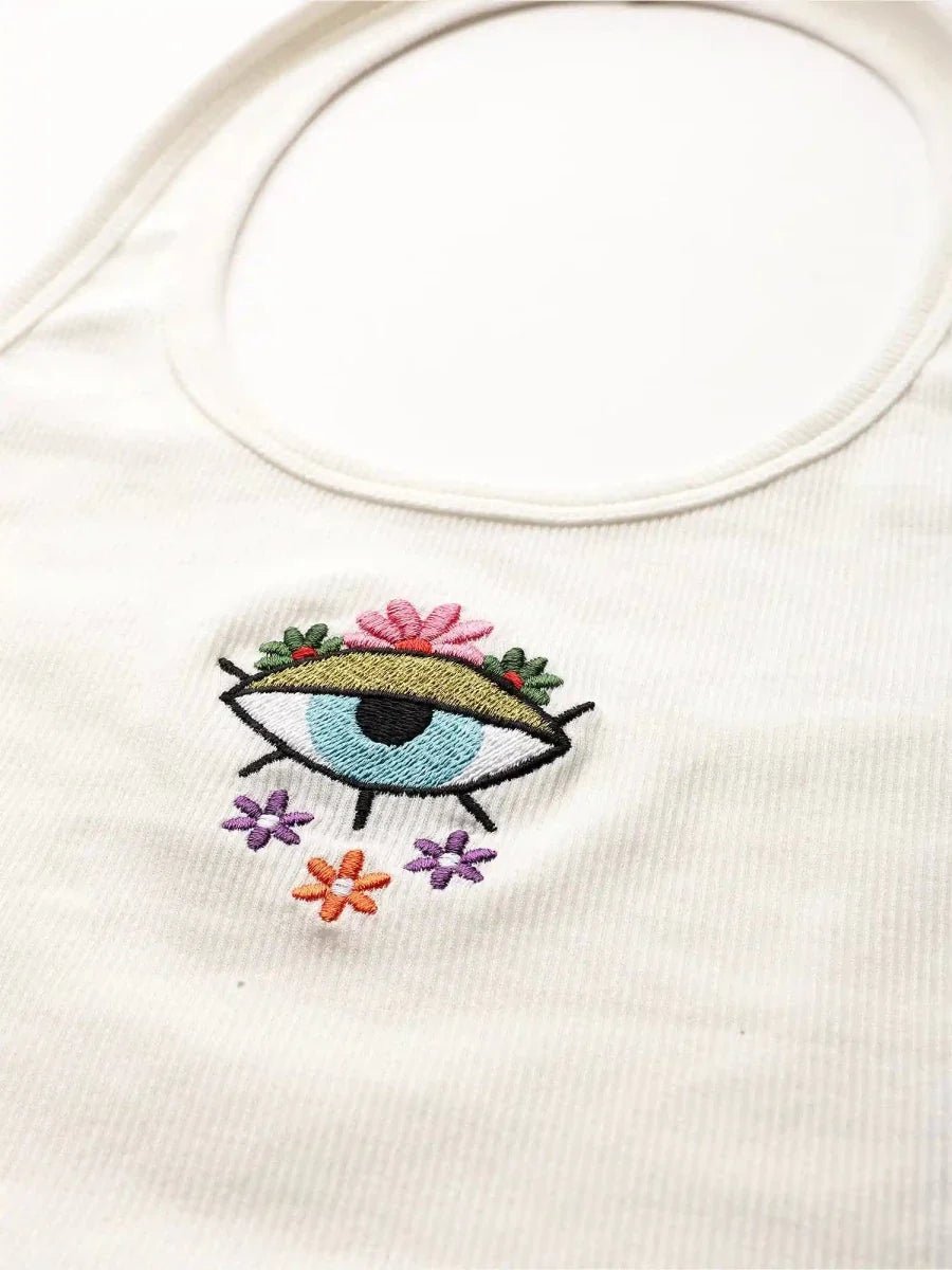 Cream White Bloom Halter Top