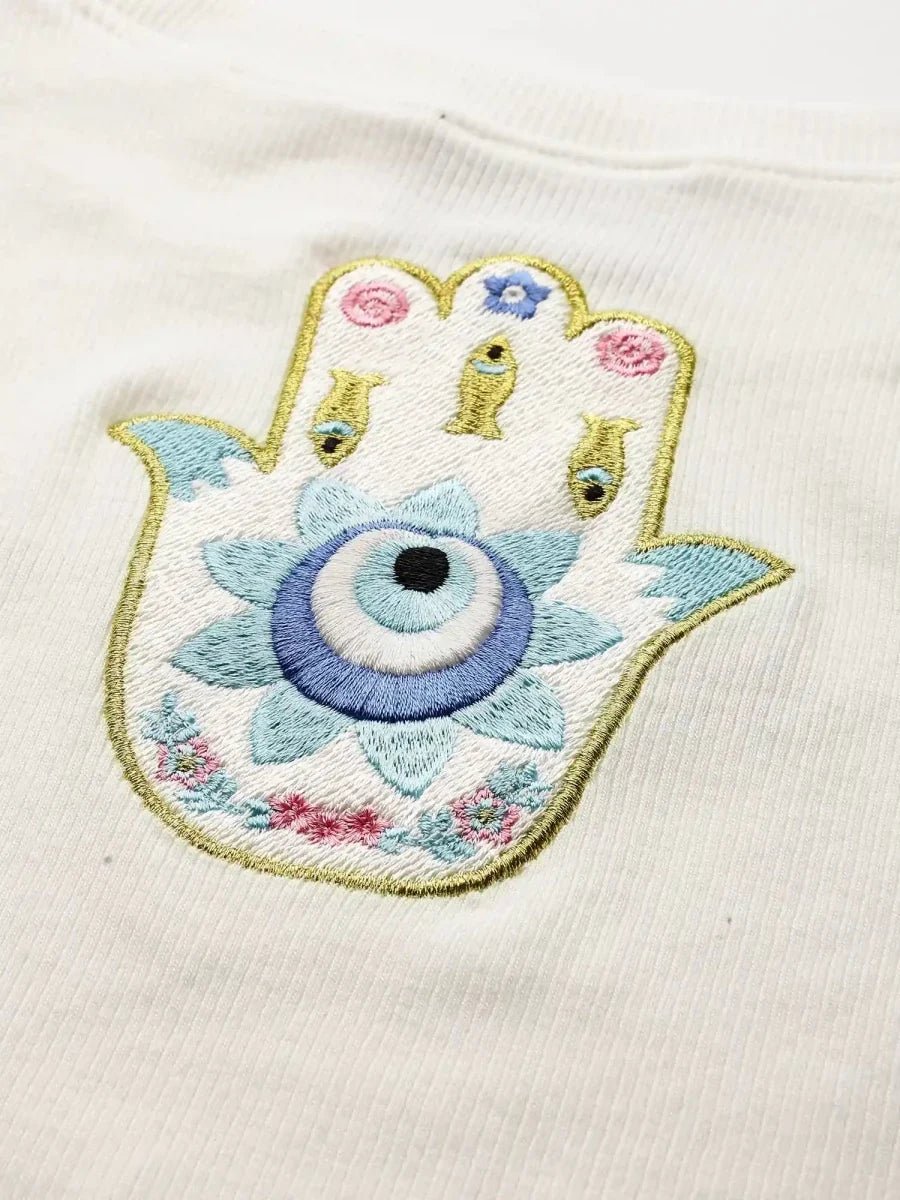 Cream White Peace Crop Top - REAL n RARE