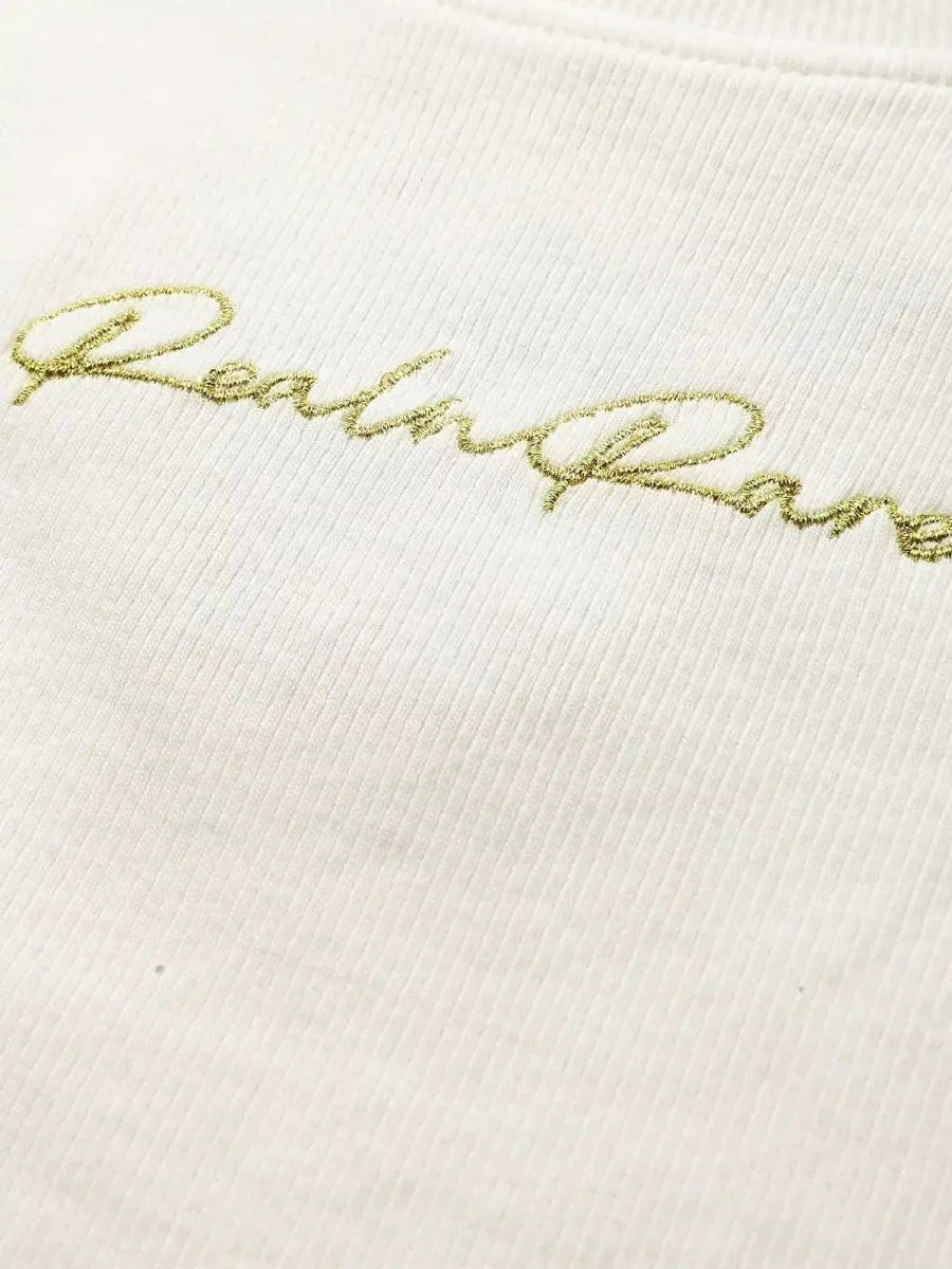 Cream White Peace Crop Top - REAL n RARE