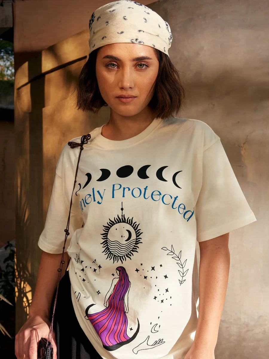 Divinely Protected Oversize Tee - Off White - REAL n RARE