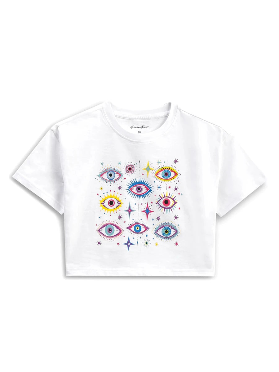 Eye Spy Crop Top - White - REAL n RARE