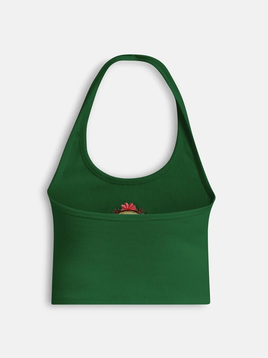 Green Bloom Halter Top