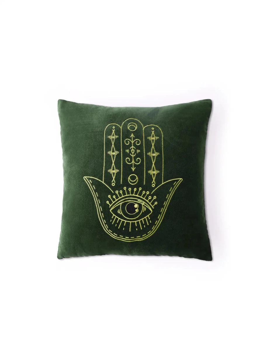 Hamsa Hand Cushion Cover - Green - REAL n RARE