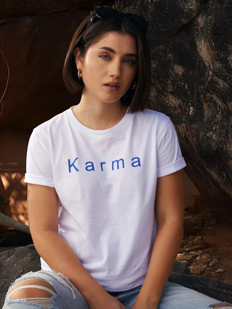 Karma Oversized Tee - White - REAL n RARE