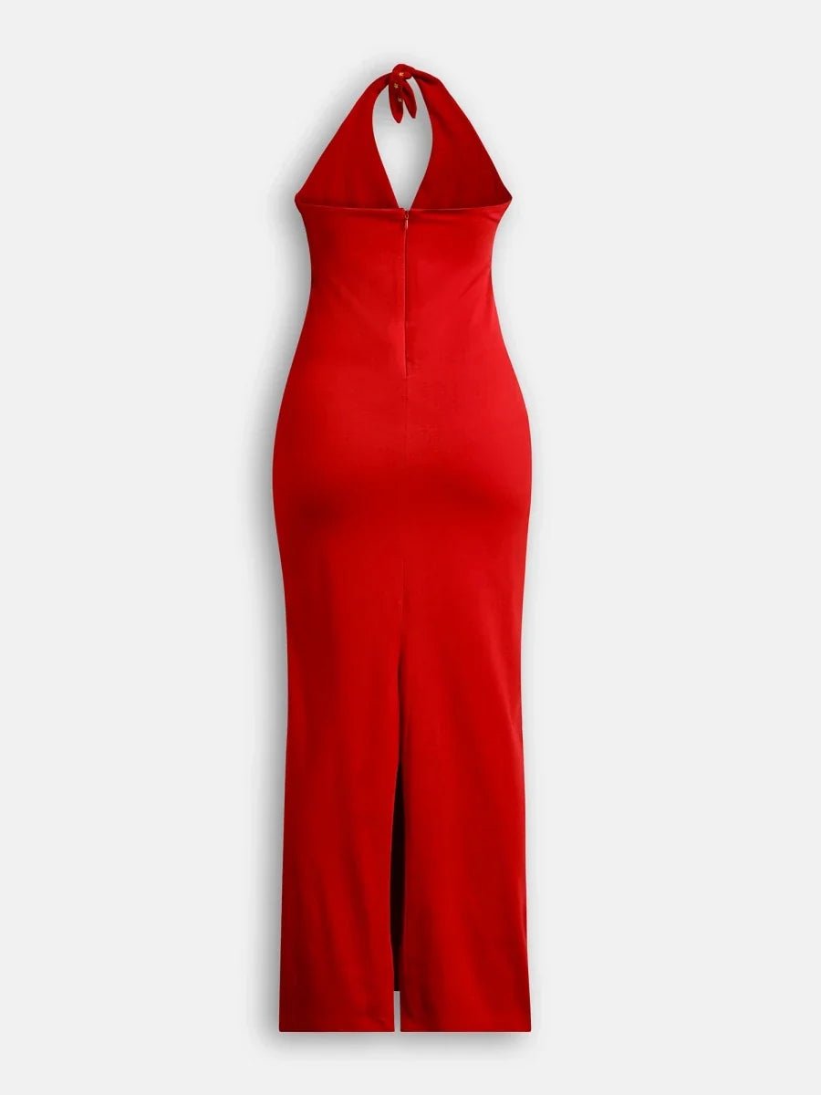 Oxyblood Red In the Stars Halter Dress