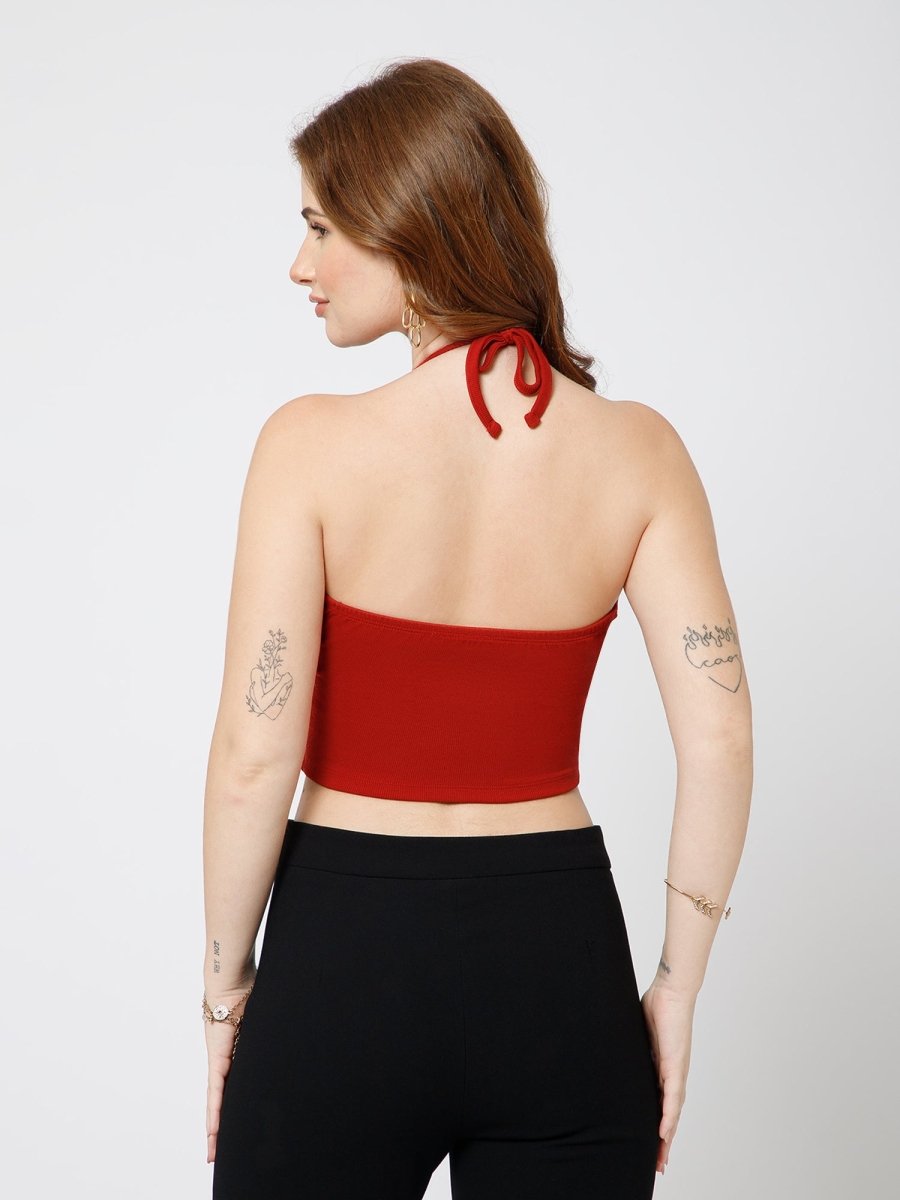 Oxyblood Red Sparkle Tie Me Up Top - REAL n RARE