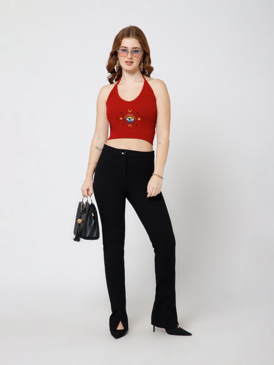 Oxyblood Red Sparkle Tie Me Up Top - REAL n RARE