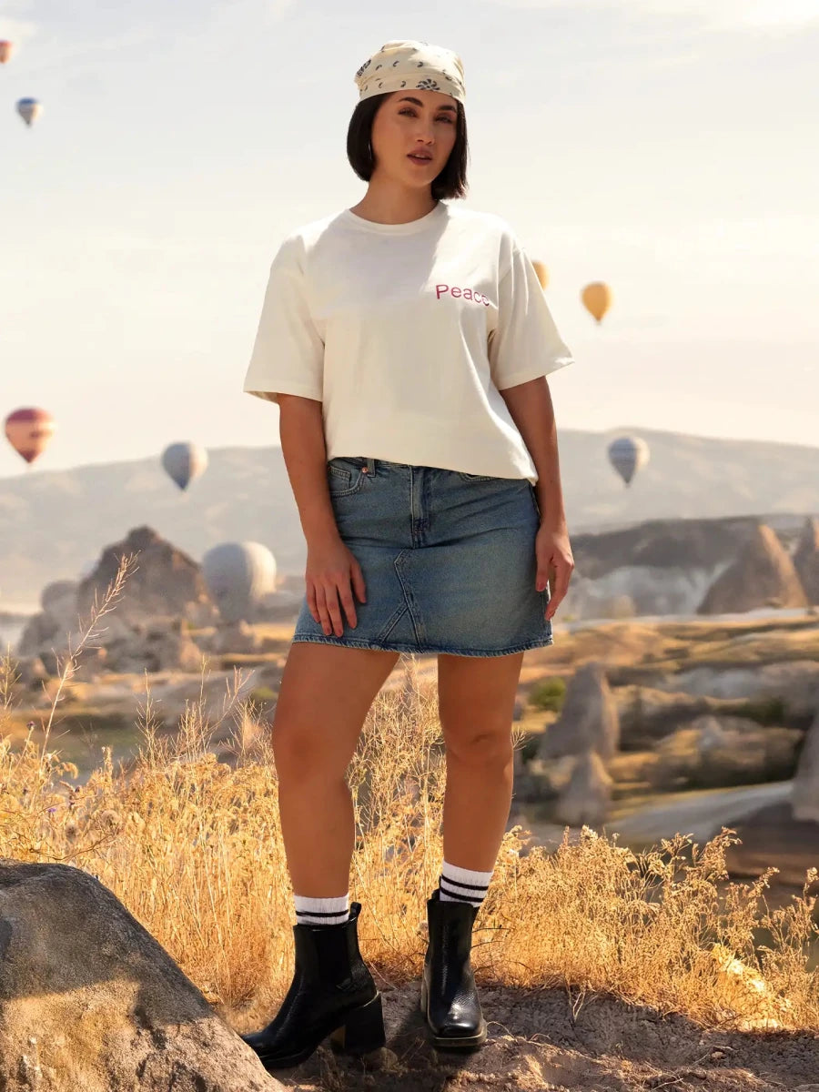 Peace Off Oversized Tee - Off White - REAL n RARE