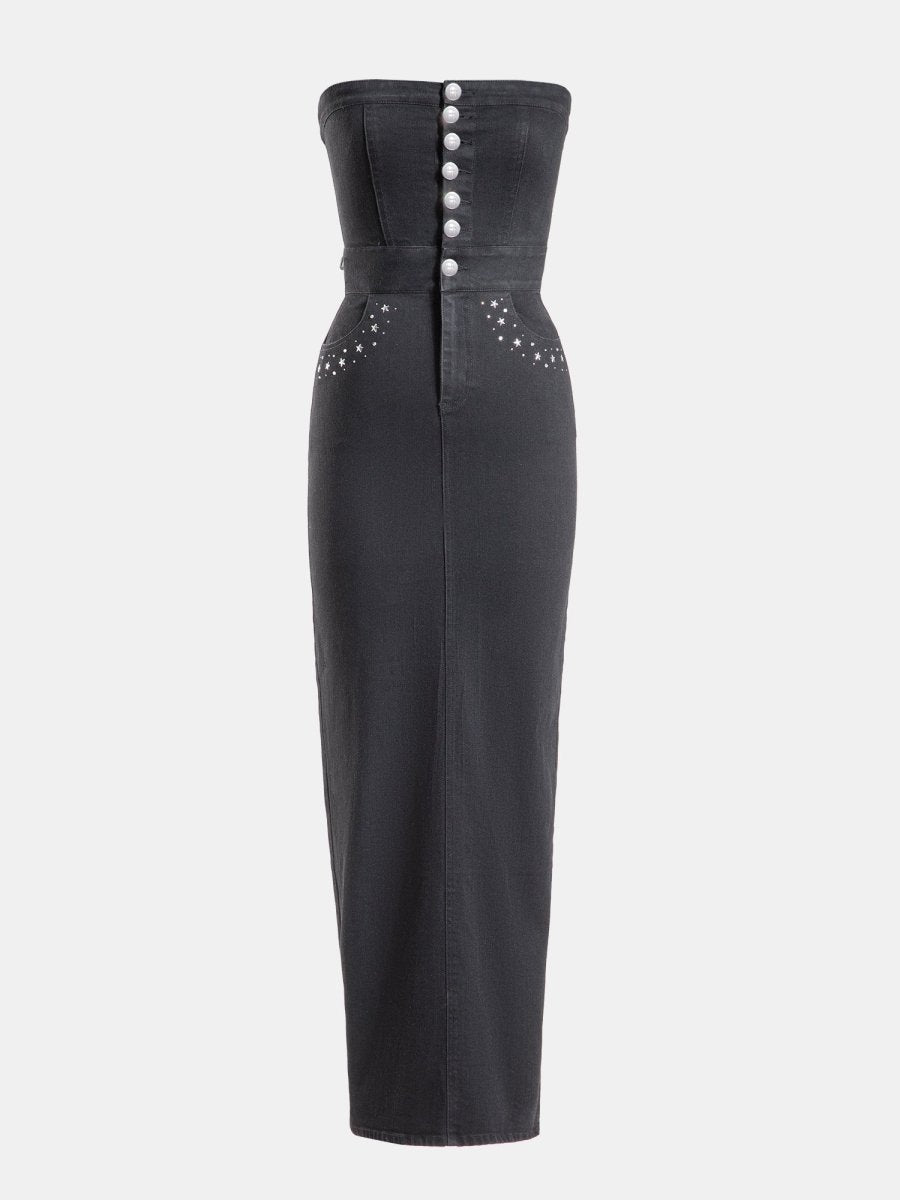 Real n Rare Denim Bodycon - Dark Black - REAL n RARE