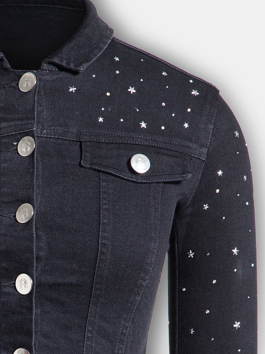 Real n Rare Denim Crop Jacket - Dark Black - REAL n RARE