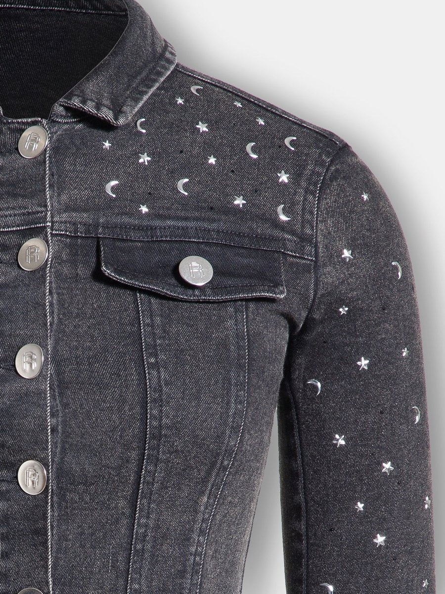 Real n Rare Denim Crop Jacket - Light Black - REAL n RARE