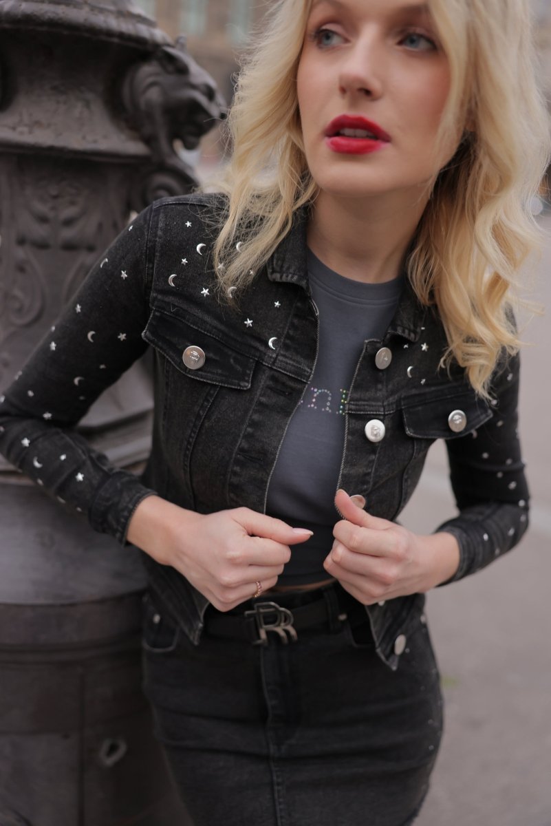 Real n Rare Denim Crop Jacket - Light Black - REAL n RARE