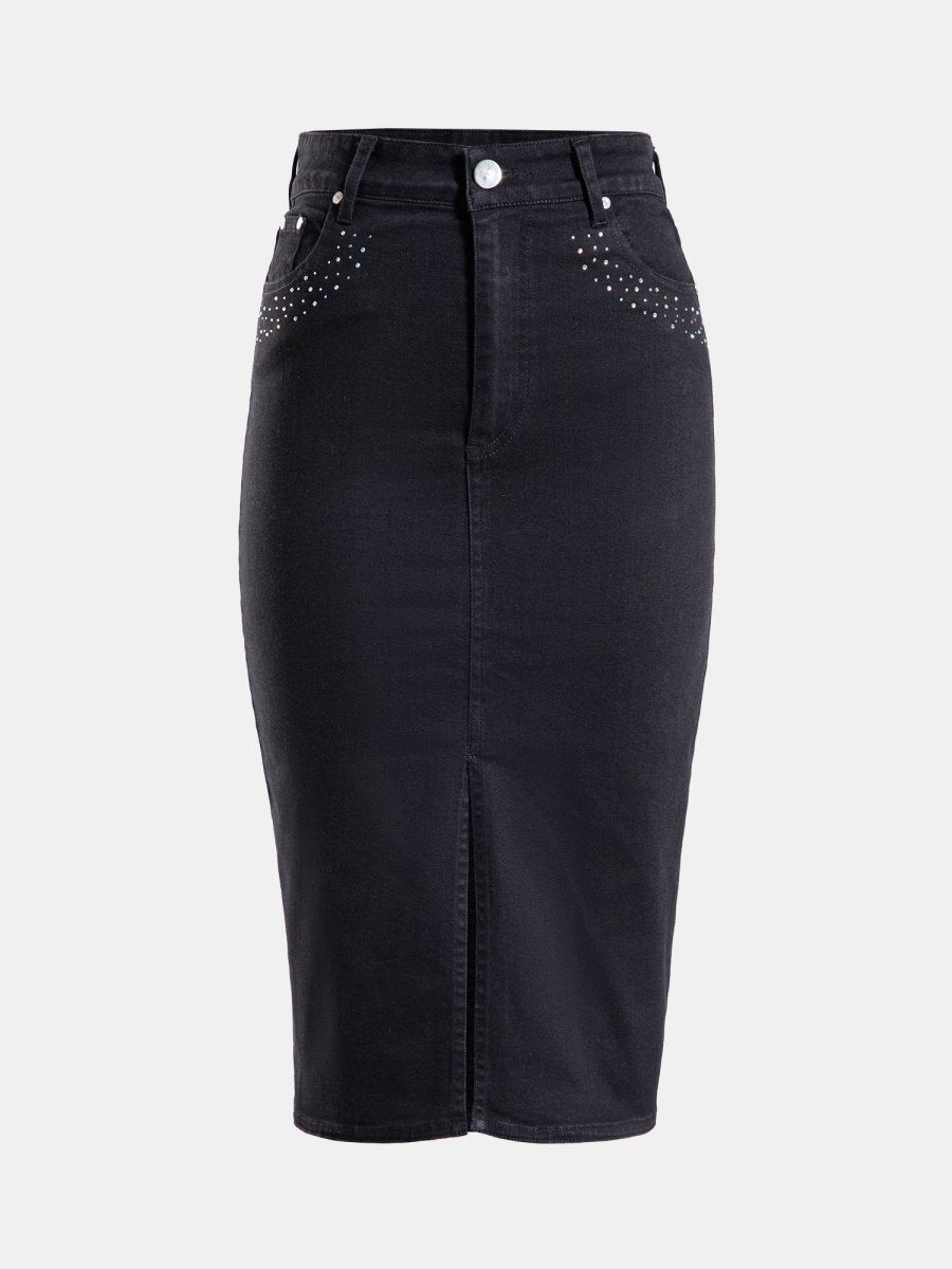 Real n Rare Denim Midi Skirt - Dark Black - REAL n RARE