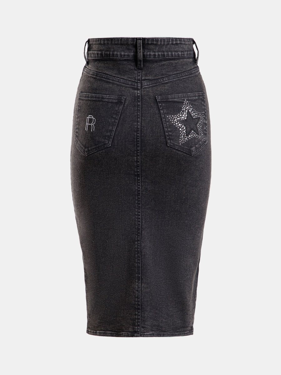 Real n Rare Denim Midi Skirt - Light Black - REAL n RARE