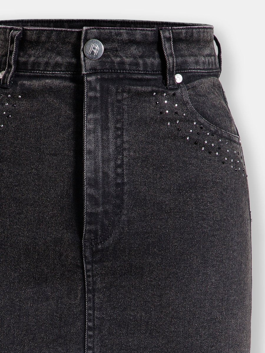 Real n Rare Denim Midi Skirt - Light Black - REAL n RARE