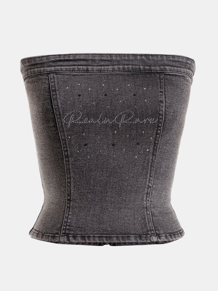 Real n Rare Denim Tube Top - Light Black - REAL n RARE