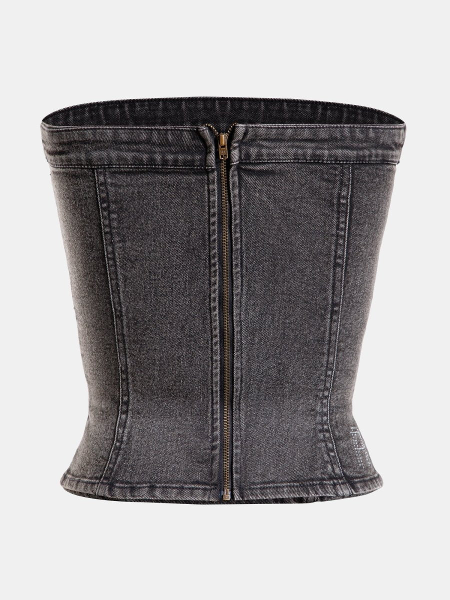 Real n Rare Denim Tube Top - Light Black - REAL n RARE
